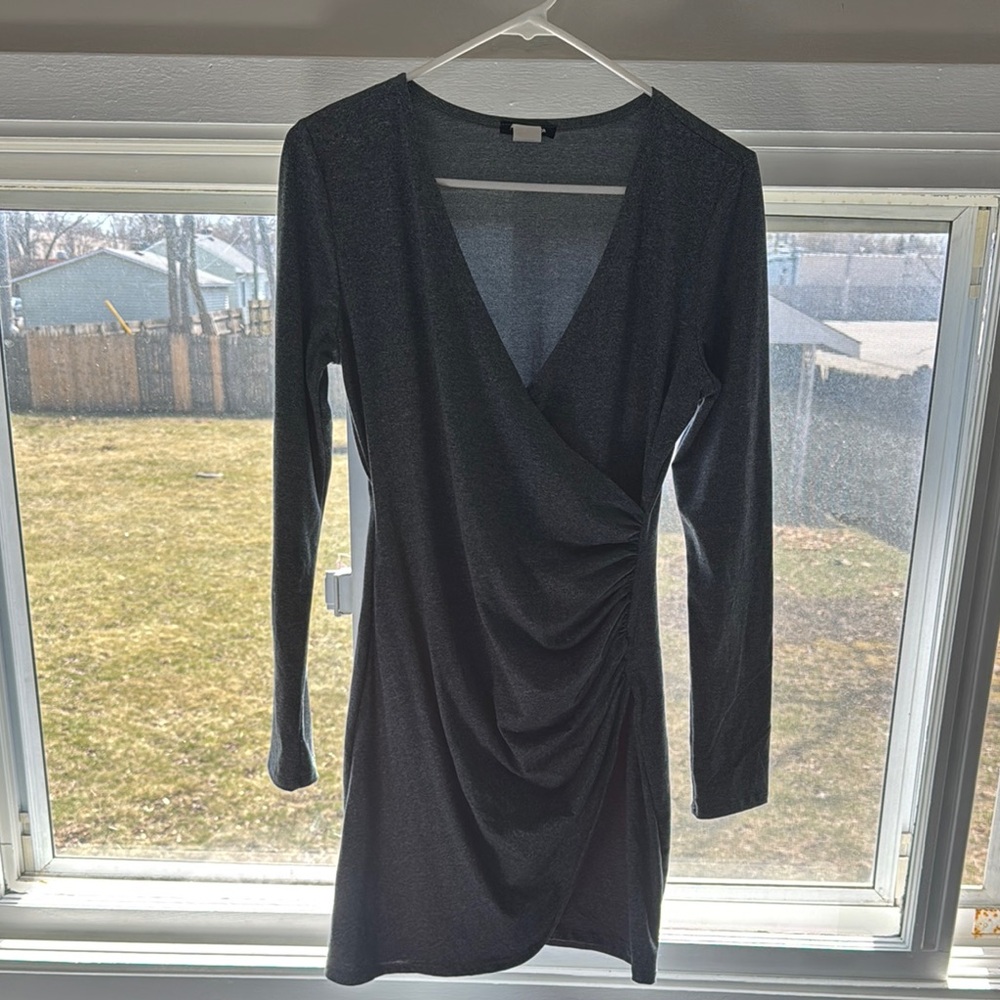 Elegant Gray Wrap Dress